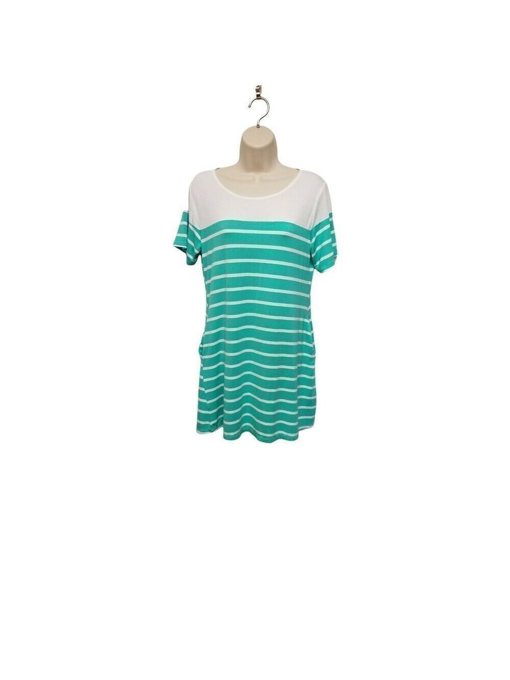 Yelete Multicolor Green & White Striped Dress Size M